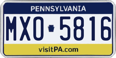 PA license plate MXO5816