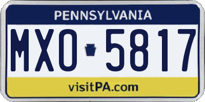 PA license plate MXO5817