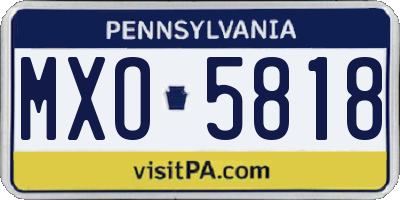 PA license plate MXO5818