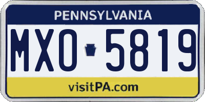 PA license plate MXO5819