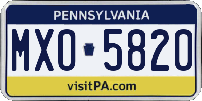 PA license plate MXO5820