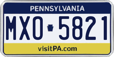 PA license plate MXO5821