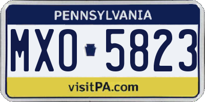 PA license plate MXO5823
