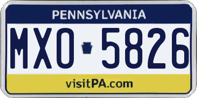 PA license plate MXO5826