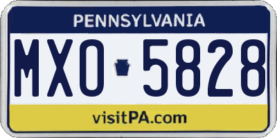 PA license plate MXO5828