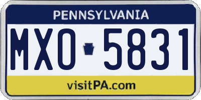 PA license plate MXO5831
