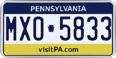 PA license plate MXO5833