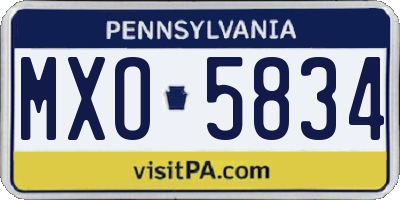 PA license plate MXO5834