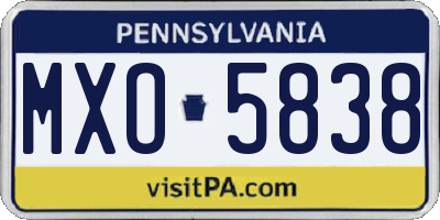 PA license plate MXO5838