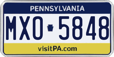PA license plate MXO5848