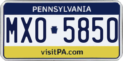 PA license plate MXO5850