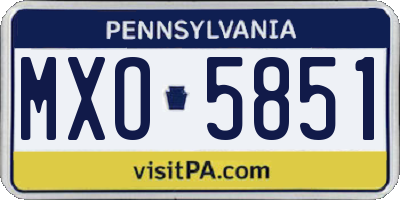 PA license plate MXO5851