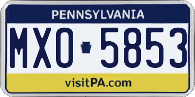 PA license plate MXO5853