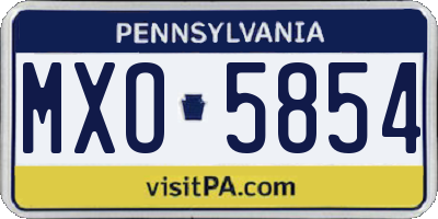PA license plate MXO5854