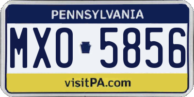 PA license plate MXO5856