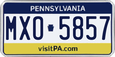 PA license plate MXO5857