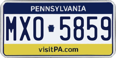 PA license plate MXO5859