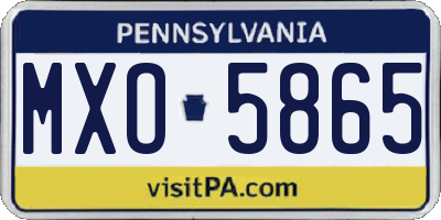 PA license plate MXO5865