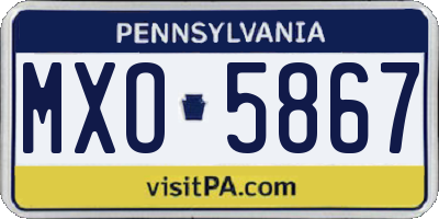PA license plate MXO5867