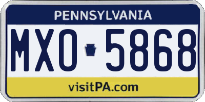 PA license plate MXO5868