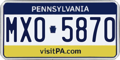 PA license plate MXO5870