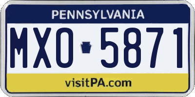 PA license plate MXO5871