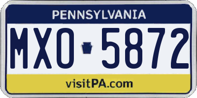 PA license plate MXO5872