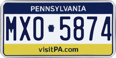 PA license plate MXO5874