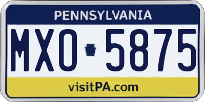 PA license plate MXO5875