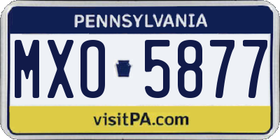 PA license plate MXO5877