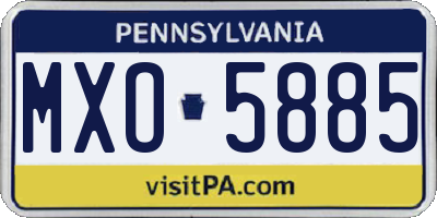 PA license plate MXO5885