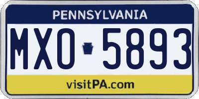 PA license plate MXO5893