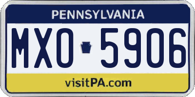 PA license plate MXO5906