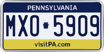 PA license plate MXO5909