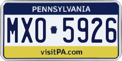 PA license plate MXO5926