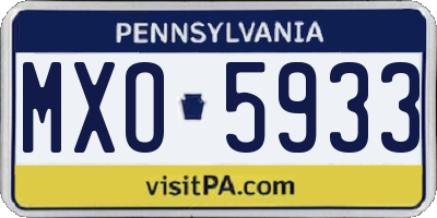 PA license plate MXO5933