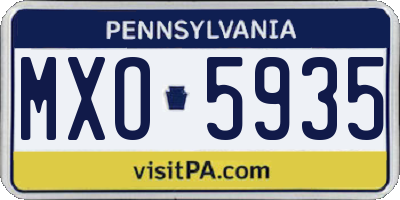 PA license plate MXO5935