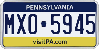 PA license plate MXO5945