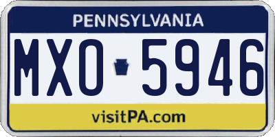 PA license plate MXO5946