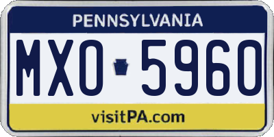 PA license plate MXO5960