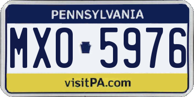PA license plate MXO5976