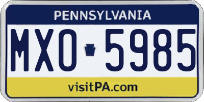 PA license plate MXO5985