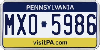 PA license plate MXO5986