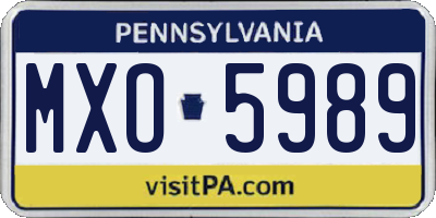 PA license plate MXO5989