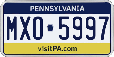 PA license plate MXO5997
