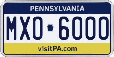 PA license plate MXO6000