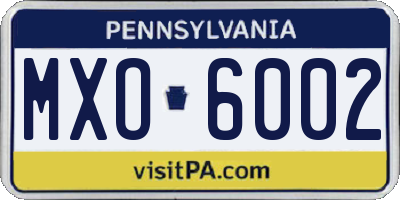 PA license plate MXO6002