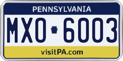 PA license plate MXO6003