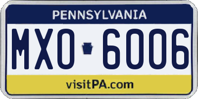 PA license plate MXO6006