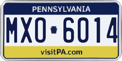 PA license plate MXO6014